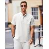 imageCOOFANDY Mens Casual Henley Shirts Band Collar Short Sleeve TShirts Summer Stylish Beach Hippie ShirtWhite