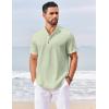 imageCOOFANDY Mens Casual Henley Shirts Short Sleeve Summer Beach TShirts Banded Collar Henleys Button Tee ShirtLight Green