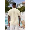 imageCOOFANDY Mens Casual Henley Tee Shirt Band Collar Short Sleeve Summer Beach Hippie T ShirtsBeige