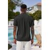 imageCOOFANDY Mens Casual Henley Tee Shirt Band Collar Short Sleeve Summer Beach Hippie T ShirtsBlack