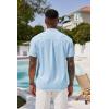 imageCOOFANDY Mens Casual Henley Tee Shirt Band Collar Short Sleeve Summer Beach Hippie T ShirtsClear Blue