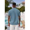 imageCOOFANDY Mens Casual Henley Tee Shirt Band Collar Short Sleeve Summer Beach Hippie T ShirtsDark Blue