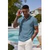 imageCOOFANDY Mens Casual Henley Tee Shirt Band Collar Short Sleeve Summer Beach Hippie T ShirtsDark Blue