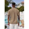 imageCOOFANDY Mens Casual Henley Tee Shirt Band Collar Short Sleeve Summer Beach Hippie T ShirtsKhaki