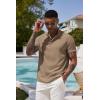 imageCOOFANDY Mens Casual Henley Tee Shirt Band Collar Short Sleeve Summer Beach Hippie T ShirtsKhaki