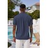 imageCOOFANDY Mens Casual Henley Tee Shirt Band Collar Short Sleeve Summer Beach Hippie T ShirtsNavy Blue