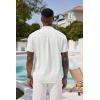 imageCOOFANDY Mens Casual Henley Tee Shirt Band Collar Short Sleeve Summer Beach Hippie T ShirtsWhite