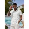 imageCOOFANDY Mens Casual Henley Tee Shirt Band Collar Short Sleeve Summer Beach Hippie T ShirtsWhite