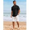 imageCOOFANDY Mens Casual Linen Henley Shirts Short Sleeve Band Collar Summer Beach Vacation TShirtsBlack