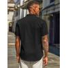 imageCOOFANDY Mens Casual Linen Henley Shirts Short Sleeve Band Collar Summer Beach Vacation TShirtsBlack