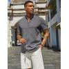 imageCOOFANDY Mens Casual Linen Henley Shirts Short Sleeve Band Collar Summer Beach Vacation TShirtsDark Grey