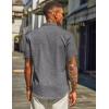 imageCOOFANDY Mens Casual Linen Henley Shirts Short Sleeve Band Collar Summer Beach Vacation TShirtsDark Grey