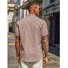imageCOOFANDY Mens Casual Linen Henley Shirts Short Sleeve Band Collar Summer Beach Vacation TShirtsKhaki