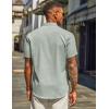 imageCOOFANDY Mens Casual Linen Henley Shirts Short Sleeve Band Collar Summer Beach Vacation TShirtsLight Green