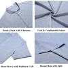 imageCOOFANDY Mens Casual Linen Henley Shirts Short Sleeve Band Collar Summer Beach Vacation TShirtsLight Heather Blue