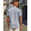 imageCOOFANDY Mens Casual Linen Henley Shirts Short Sleeve Band Collar Summer Beach Vacation TShirtsLight Heather Blue