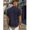 imageCOOFANDY Mens Casual Linen Henley Shirts Short Sleeve Band Collar Summer Beach Vacation TShirtsNavy Blue