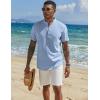 imageCOOFANDY Mens Casual Linen Henley Shirts Short Sleeve Band Collar Summer Beach Vacation TShirtsSolid Light Blue