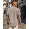 imageCOOFANDY Mens Casual Linen Henley Shirts Short Sleeve Band Collar Summer Beach Vacation TShirtsStone