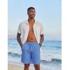 imageCOOFANDY Mens Casual Linen Shorts Elastic Waist Drawstring Loose Fit Summer Beach Vacation Shorts with PocketsBlue