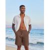 imageCOOFANDY Mens Casual Linen Shorts Elastic Waist Drawstring Loose Fit Summer Beach Vacation Shorts with PocketsBrown