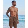 imageCOOFANDY Mens Casual Linen Shorts Elastic Waist Drawstring Loose Fit Summer Beach Vacation Shorts with PocketsBrown