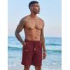 imageCOOFANDY Mens Casual Linen Shorts Elastic Waist Drawstring Loose Fit Summer Beach Vacation Shorts with PocketsWine Red