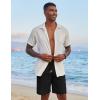 imageCOOFANDY Mens Casual Linen Shorts Elastic Waist Drawstring Loose Fit Summer Beach Vacation Shorts with PocketsZ WhiteBlack