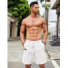 imageCOOFANDY Mens Casual Linen Shorts Elastic Waist Drawstring Loose Fit Summer Beach Vacation Shorts with PocketsZ WhiteBlack
