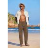 imageCOOFANDY Mens Casual Linen Summer Beach Pants Lightweight Drawstring Elastic Waist Yoga TrousersCoffee