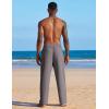 imageCOOFANDY Mens Casual Linen Summer Beach Pants Lightweight Drawstring Elastic Waist Yoga TrousersGray