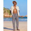 imageCOOFANDY Mens Casual Linen Summer Beach Pants Lightweight Drawstring Elastic Waist Yoga TrousersGray