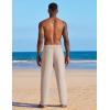 imageCOOFANDY Mens Casual Linen Summer Beach Pants Lightweight Drawstring Elastic Waist Yoga TrousersKhaki