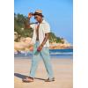 imageCOOFANDY Mens Casual Linen Summer Beach Pants Lightweight Drawstring Elastic Waist Yoga TrousersLight Green