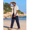 imageCOOFANDY Mens Casual Linen Summer Beach Pants Lightweight Drawstring Elastic Waist Yoga TrousersNavy Blue