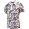 imageCOOFANDY Mens Casual Short Sleeve Polo Shirts Slim Fit Paisley Polo T Shirts Floral Print ShirtPaisleywhite