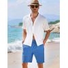 imageCOOFANDY Mens Casual Shorts Elastic Waist Drawstring Textured Summer Beach ShortBlue