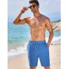 imageCOOFANDY Mens Casual Shorts Elastic Waist Drawstring Textured Summer Beach ShortBlue