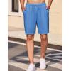 imageCOOFANDY Mens Casual Shorts Elastic Waist Drawstring Textured Summer Beach ShortBlue