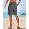 imageCOOFANDY Mens Casual Shorts Elastic Waist Drawstring Textured Summer Beach ShortDark Grey