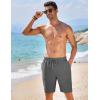 imageCOOFANDY Mens Casual Shorts Elastic Waist Drawstring Textured Summer Beach ShortDark Grey