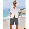imageCOOFANDY Mens Casual Shorts Elastic Waist Drawstring Textured Summer Beach ShortDark Grey