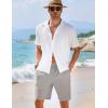 imageCOOFANDY Mens Casual Shorts Elastic Waist Drawstring Textured Summer Beach ShortLight Grey