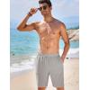 imageCOOFANDY Mens Casual Shorts Elastic Waist Drawstring Textured Summer Beach ShortLight Grey