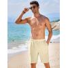 imageCOOFANDY Mens Casual Shorts Elastic Waist Drawstring Textured Summer Beach ShortLight Khaki