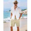 imageCOOFANDY Mens Casual Shorts Elastic Waist Drawstring Textured Summer Beach ShortLight Khaki