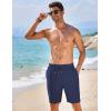 imageCOOFANDY Mens Casual Shorts Elastic Waist Drawstring Textured Summer Beach ShortNavy Blue