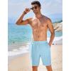 imageCOOFANDY Mens Casual Shorts Elastic Waist Drawstring Textured Summer Beach ShortSky Blue