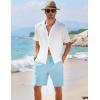 imageCOOFANDY Mens Casual Shorts Elastic Waist Drawstring Textured Summer Beach ShortSky Blue