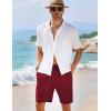 imageCOOFANDY Mens Casual Shorts Elastic Waist Drawstring Textured Summer Beach ShortWine